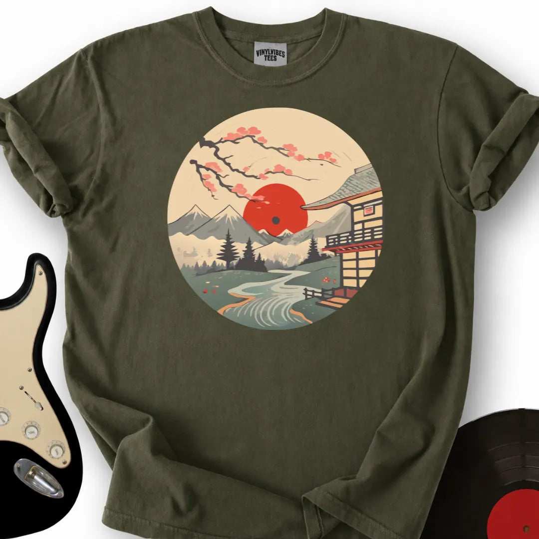 Printify T-Shirt Military Green / S Japan Garden Vinyl T-Shirt