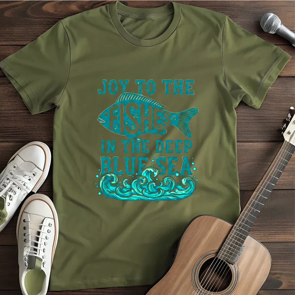 Printify T-Shirt Military Green / S Joy To The Fishes T Shirt