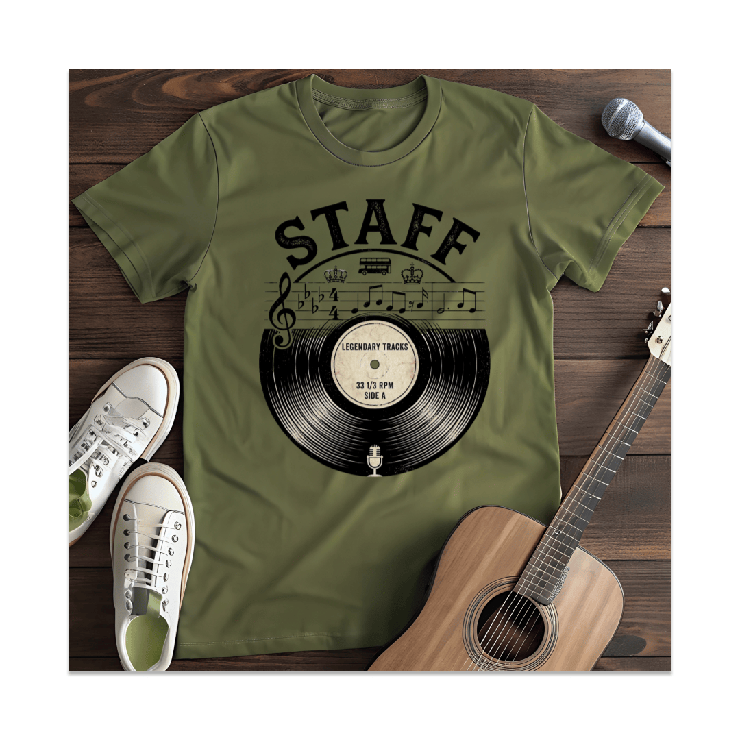 Printify T-Shirt Military Green / S Legendary Tracks Musical Staff T-Shirt