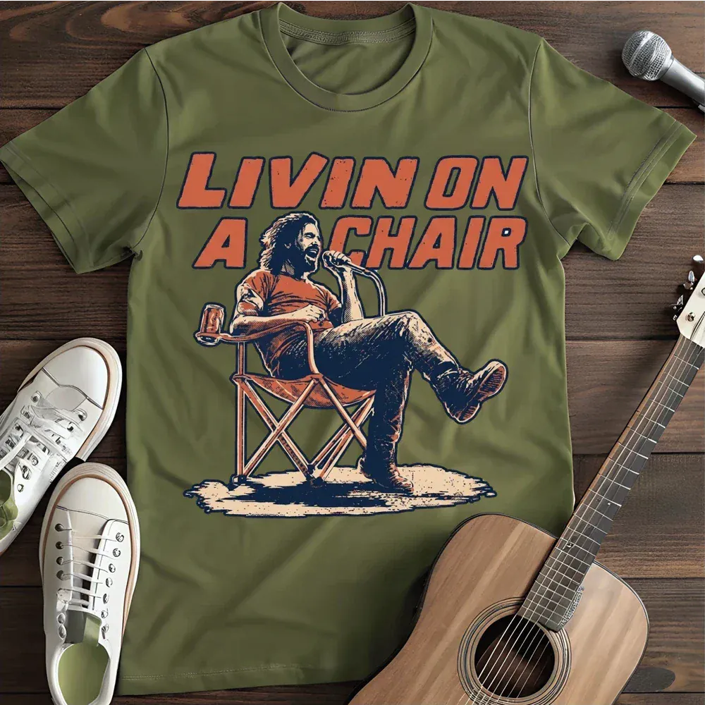 Printify T-Shirt Military Green / S Living On A Chair T Shirt