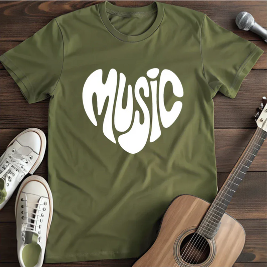 Printify T-Shirt Military Green / S Loving Music T Shirt