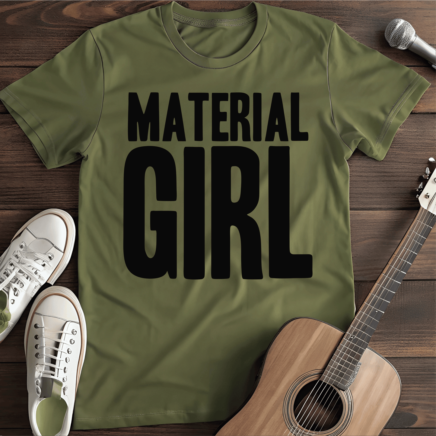 ⭐️⭐️⭐️⭐️⭐️ T-Shirt Military Green / S Material Girl T-Shirt