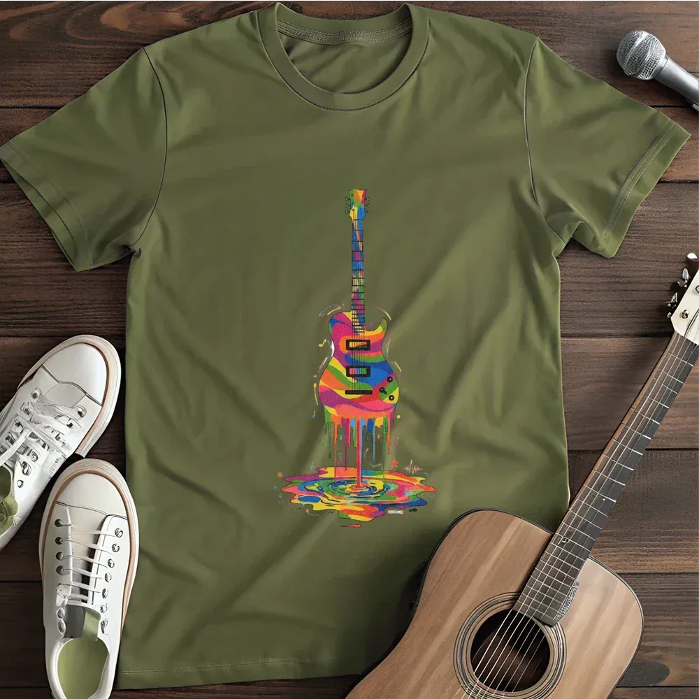 Printify T-Shirt Military Green / S Melting Guitar T Shirt