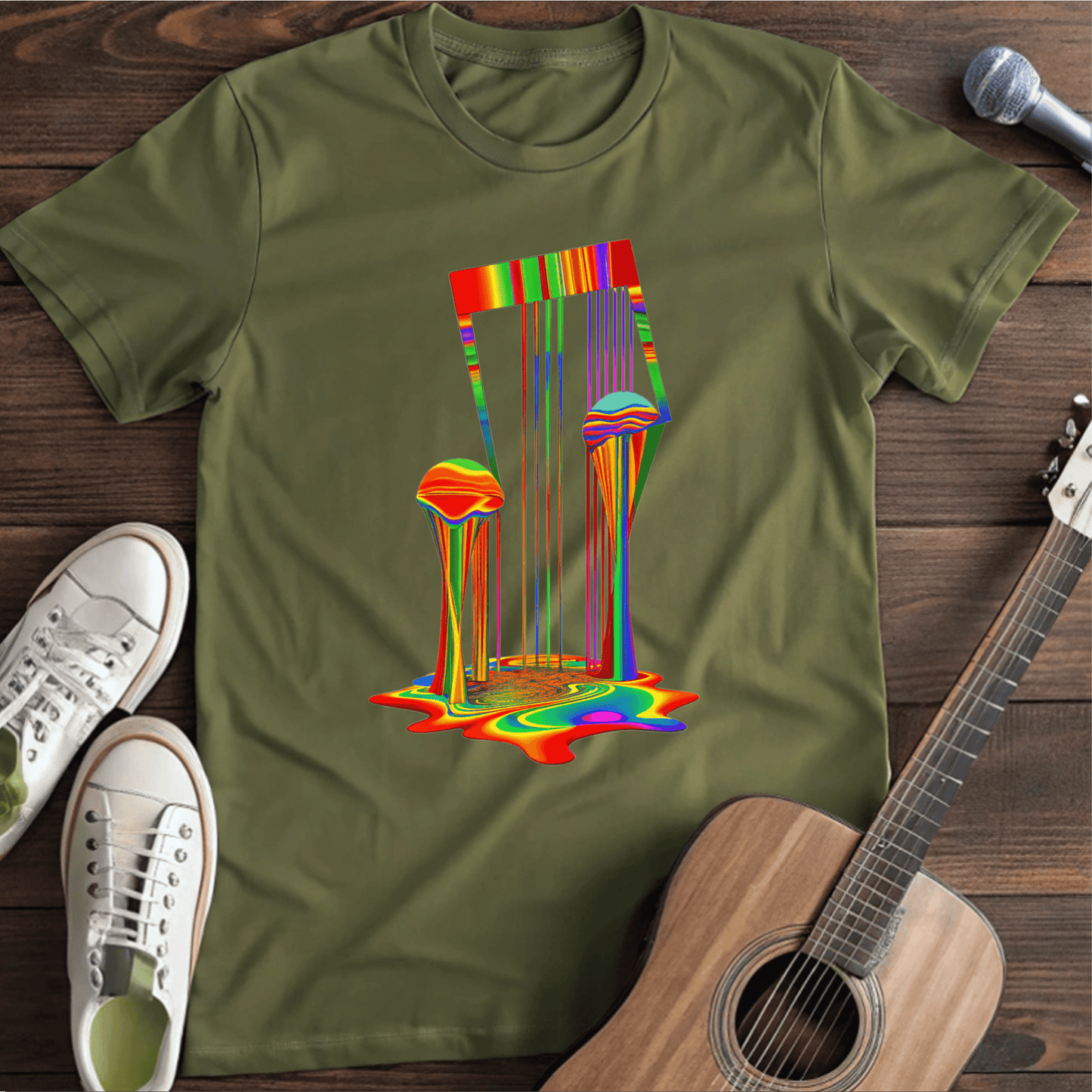 ⭐️⭐️⭐️⭐️⭐️ T-Shirt Military Green / S Melting Music T-Shirt