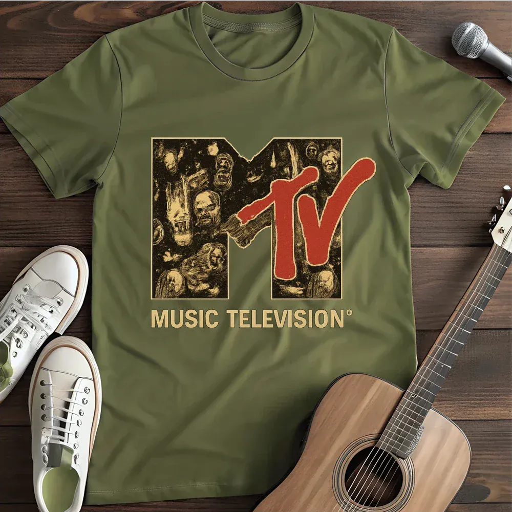 Printify T-Shirt Military Green / S Mtv Logo Music Television T Shirt