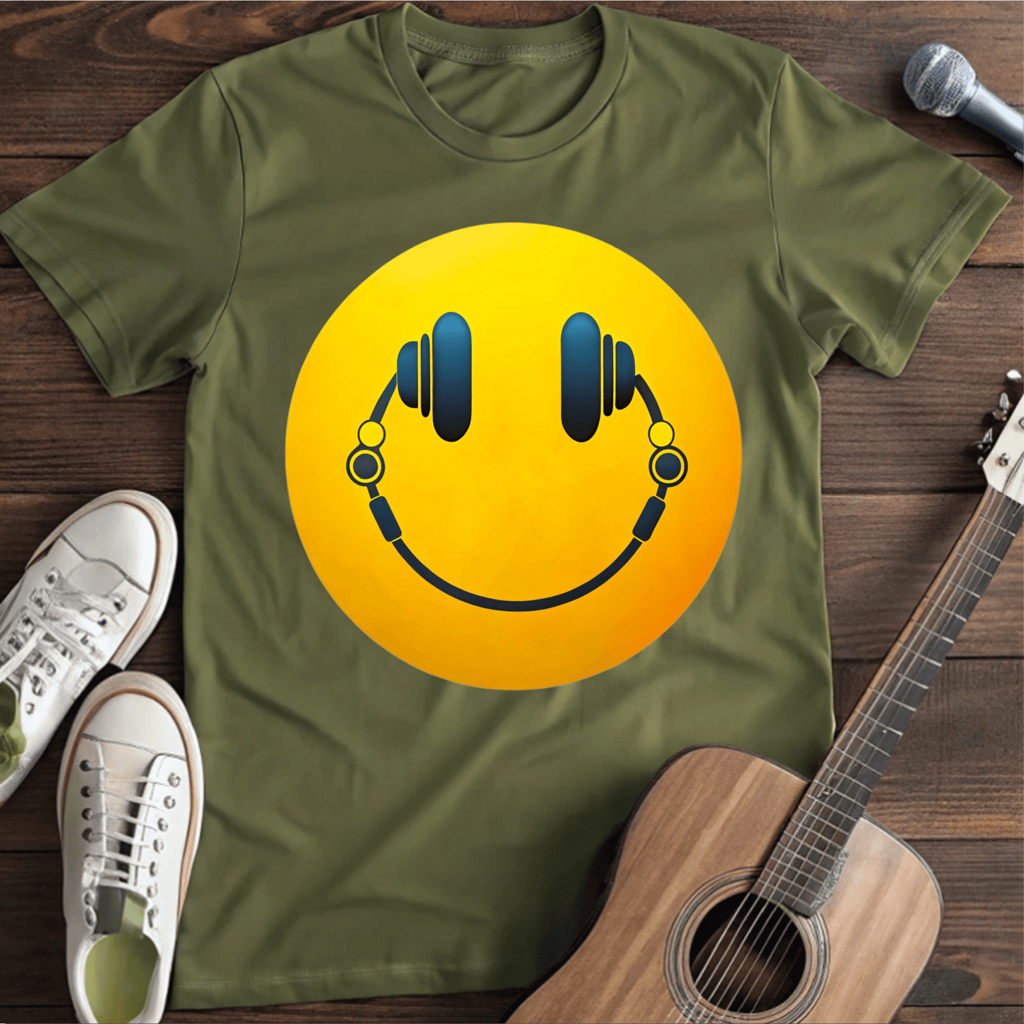 ⭐️⭐️⭐️⭐️⭐️ T-Shirt Military Green / S Music Smiley T-Shirt