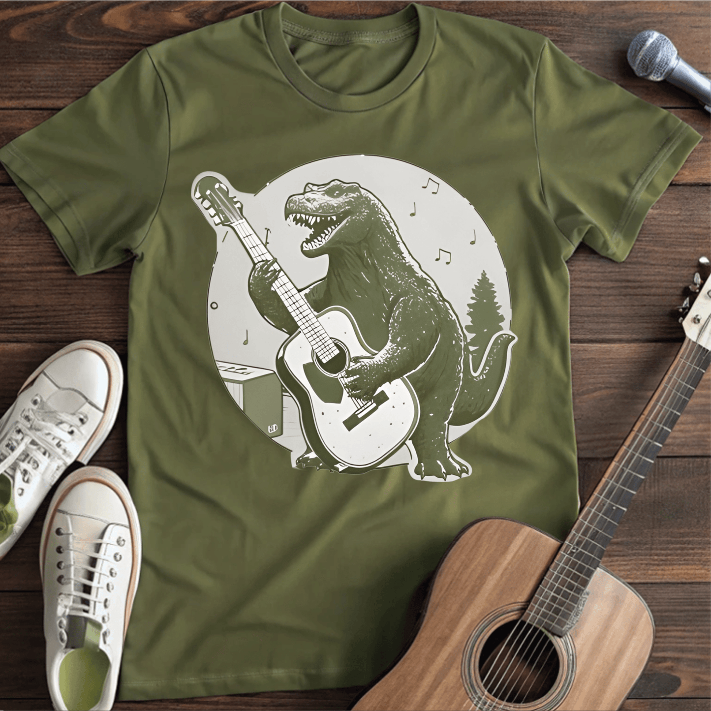 ⭐️⭐️⭐️⭐️⭐️ T-Shirt Military Green / S Musical T-Rex T-Shirt