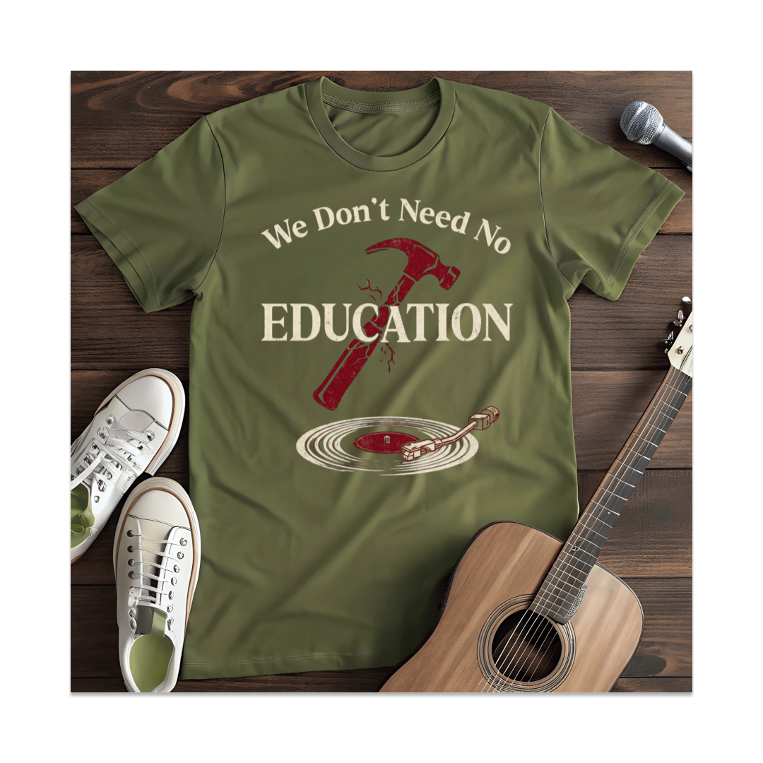 Printify T-Shirt Military Green / S No Education T-Shirt