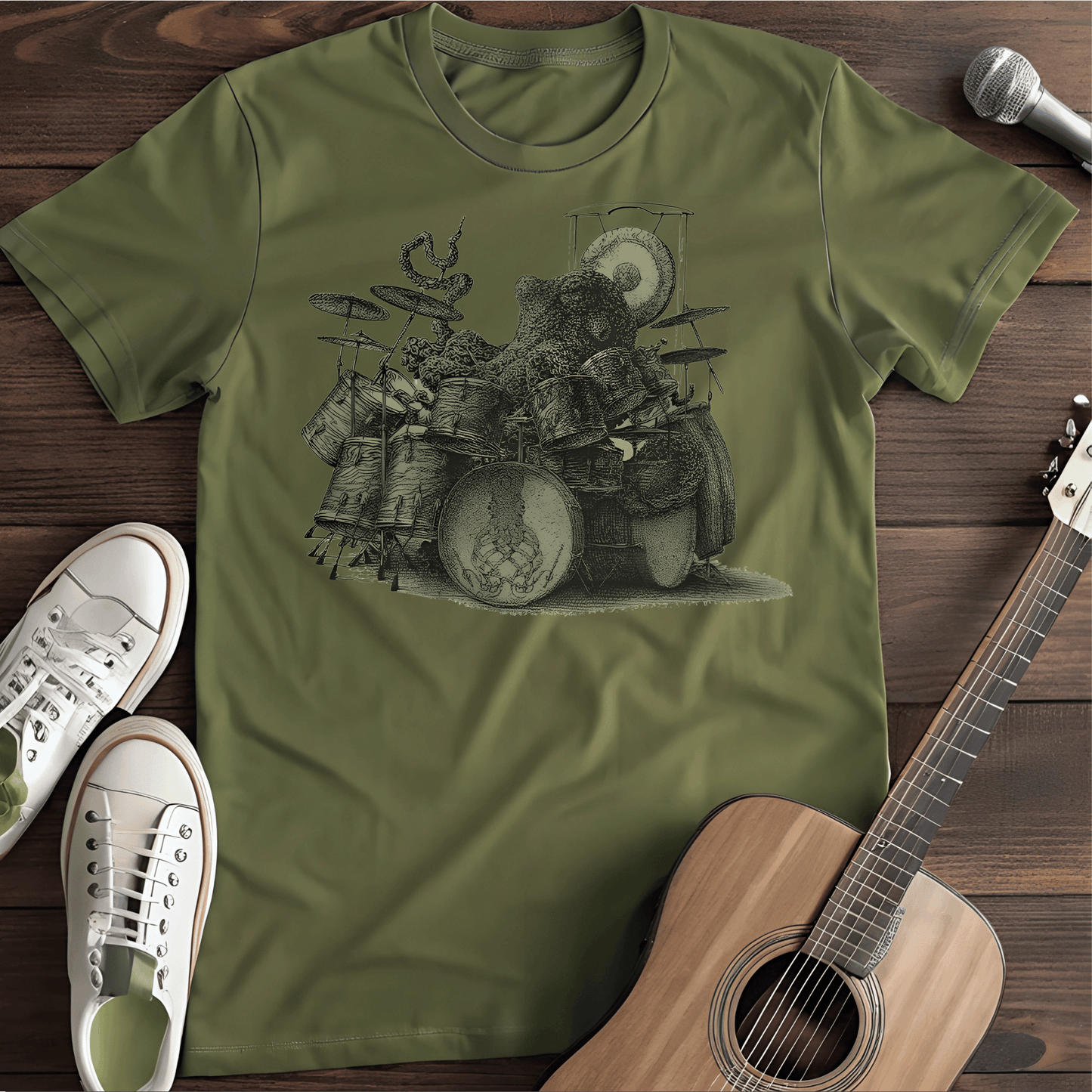 ⭐️⭐️⭐️⭐️⭐️(1) T-Shirt Military Green / S Octo Drummer T-Shirt