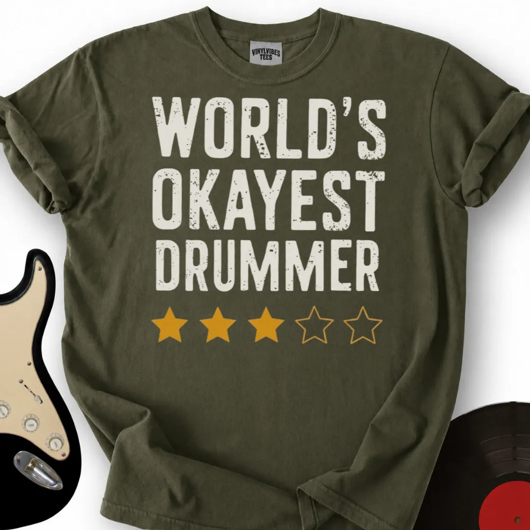 Printify T-Shirt Military Green / S Okayest Drummer T-Shirt