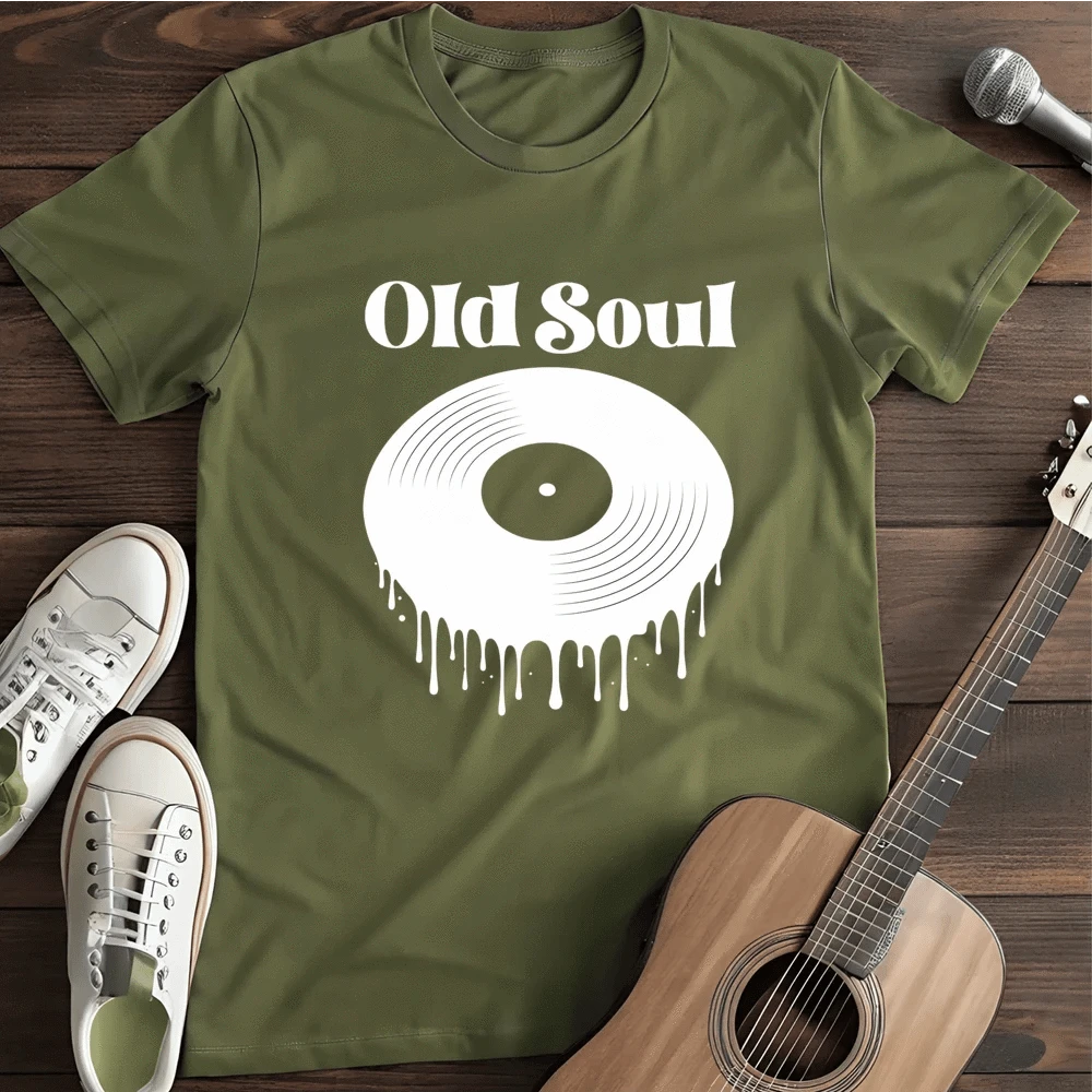 Printify T-Shirt Military Green / S Old Soul Vinyl T Shirt