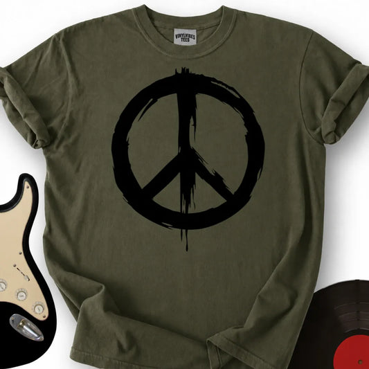 Printify T-Shirt Military Green / S Peace Brushed T-Shirt