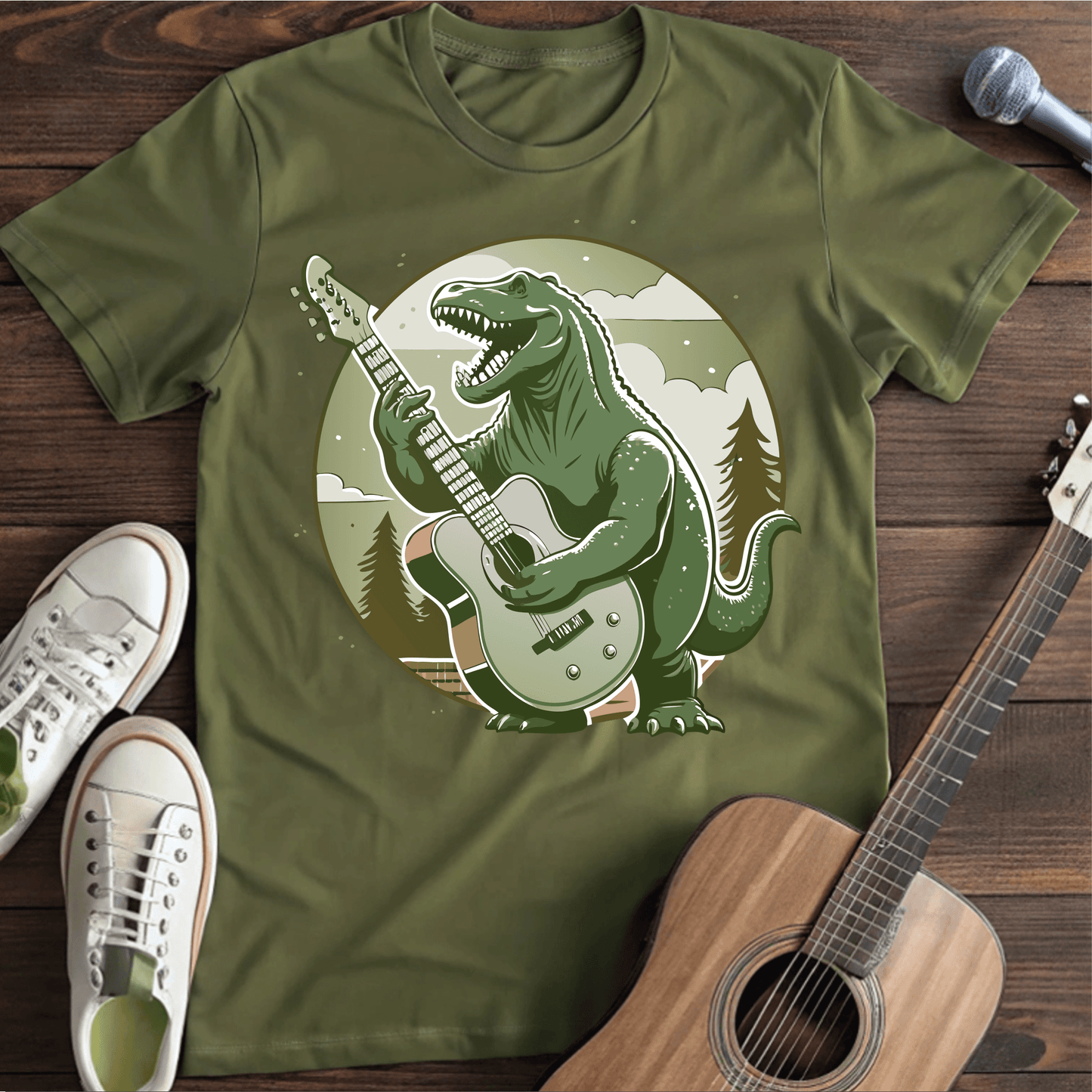 ⭐️⭐️⭐️⭐️⭐️ T-Shirt Military Green / S Playful T-Rex T-Shirt