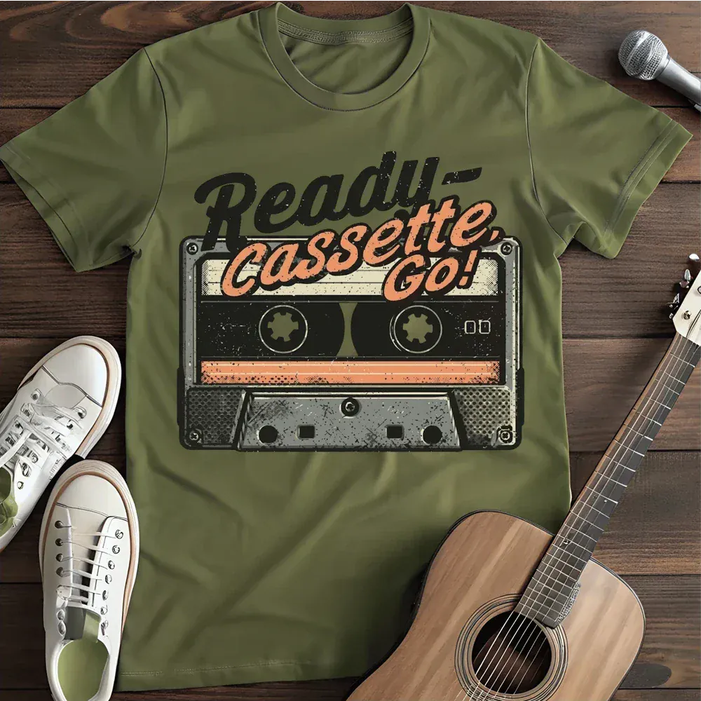 Printify T-Shirt Military Green / S Ready Cassette Go T Shirt