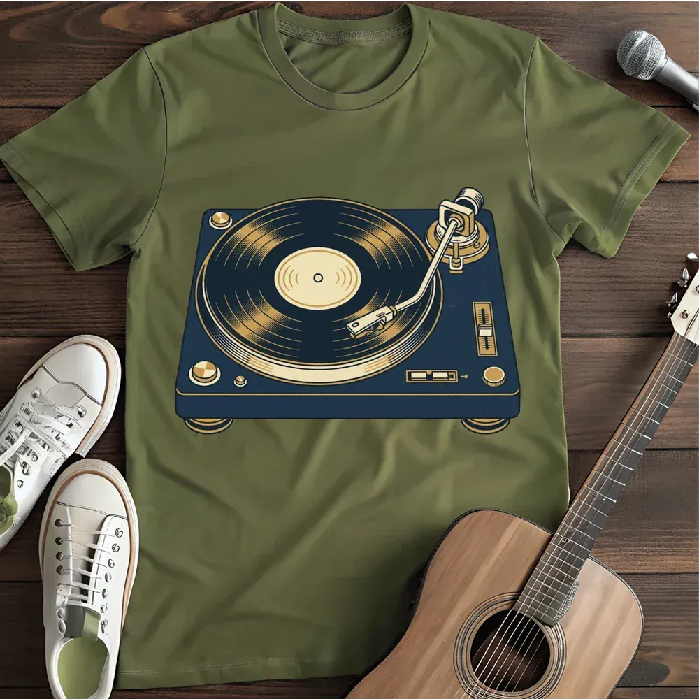 Printify T-Shirt Military Green / S Records Player T Shirt