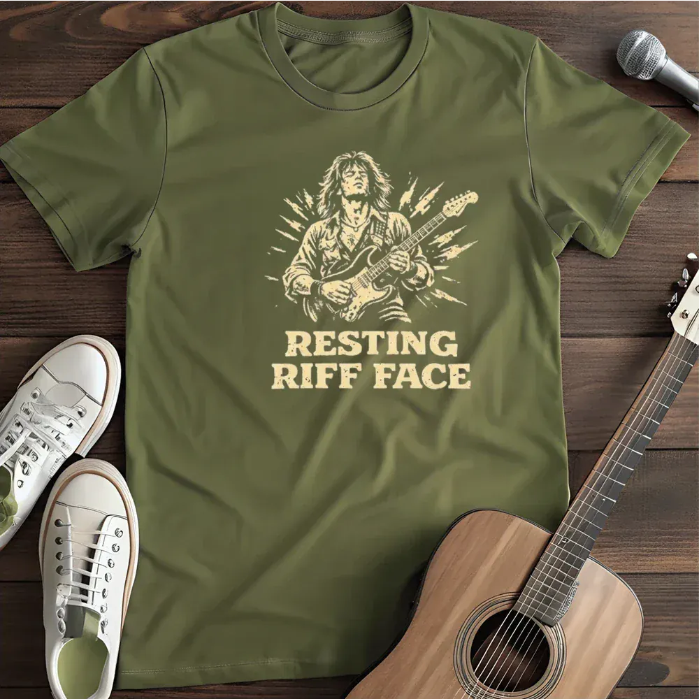Printify T-Shirt Military Green / S Resting Riff Face T Shirt