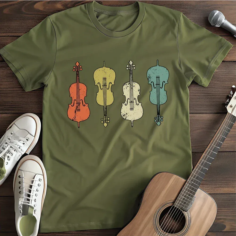 Printify T-Shirt Military Green / S Retro Cellos T Shirt
