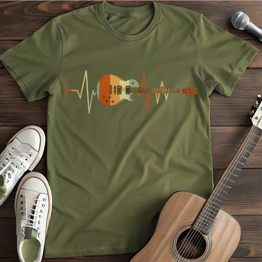 Printify T-Shirt Military Green / S Retro Guitar T Shirt