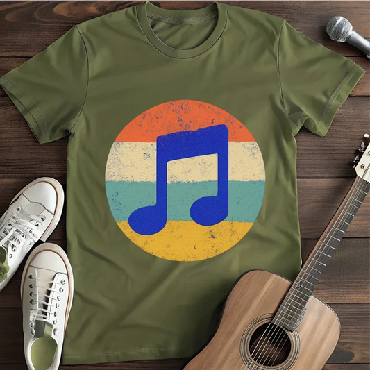 Printify T-Shirt Military Green / S Retro Musical Notes Circle T Shirt
