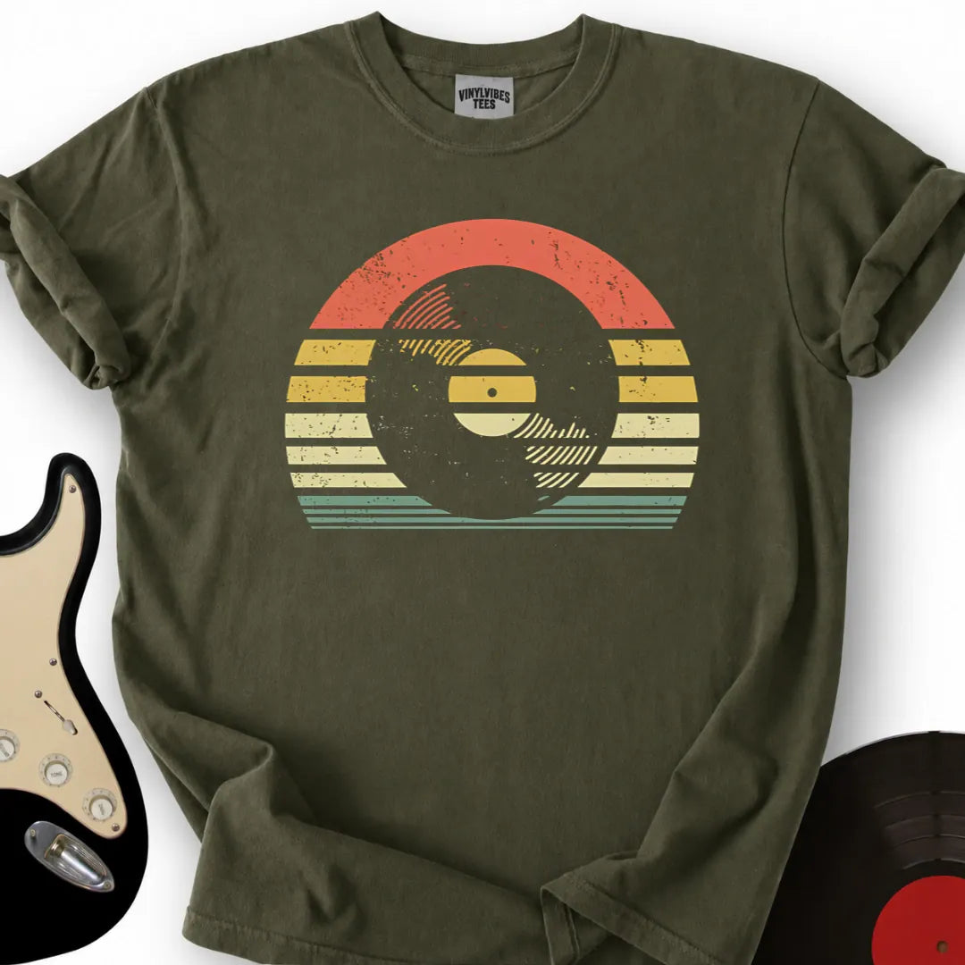 Printify T-Shirt Military Green / S Retro Sunset T-Shirt