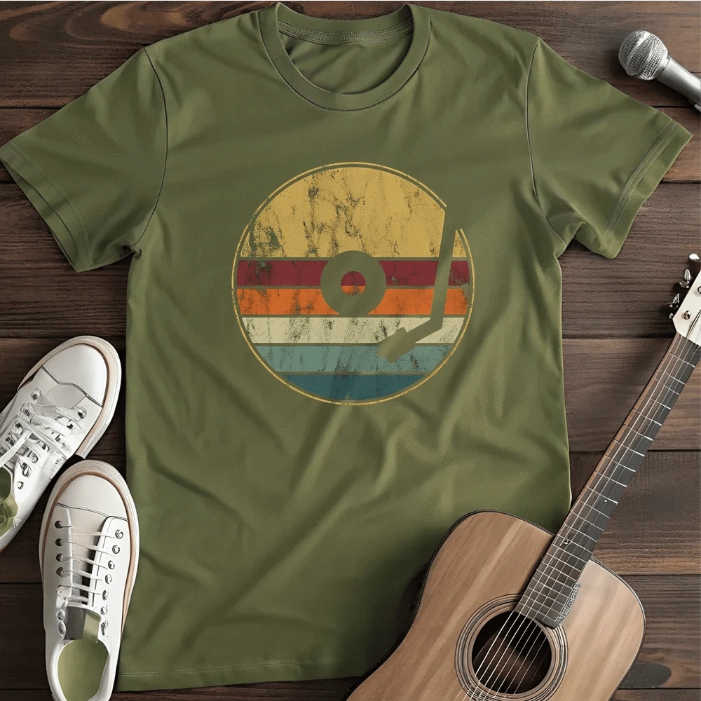 Printify T-Shirt Military Green / S Retro Vinyl T Shirt