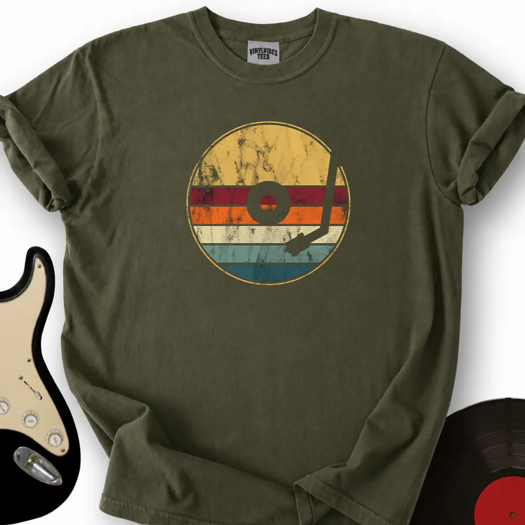 Printify T-Shirt Military Green / S Retro Vinyl T-Shirt