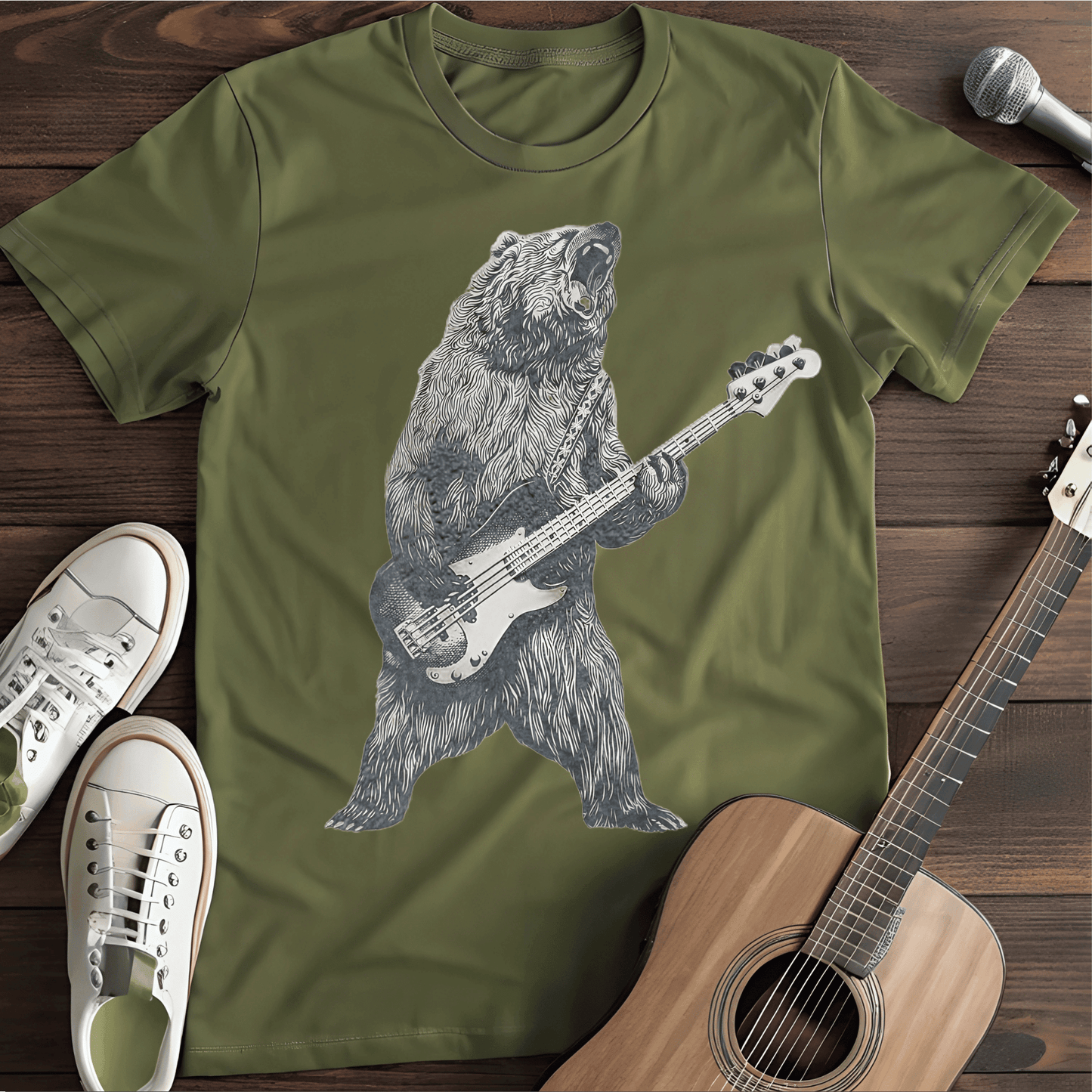 Printify T-Shirt Military Green / S Rock Bear Tee