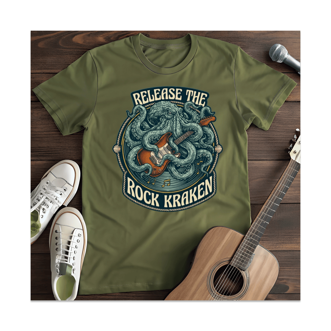 Printify T-Shirt Military Green / S Rock Kraken T-Shirt