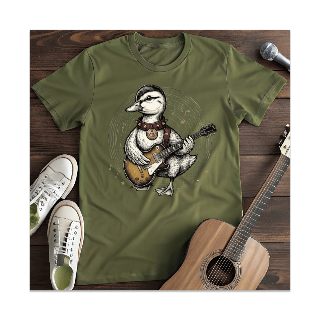 Printify T-Shirt Military Green / S Rocker Duck Guitar T-Shirt