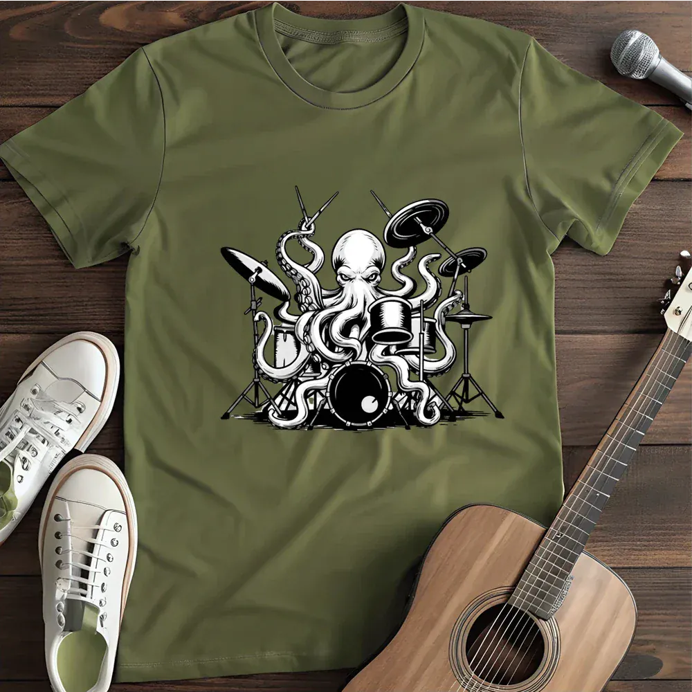 Printify T-Shirt Military Green / S Rockin Octopus T Shirt