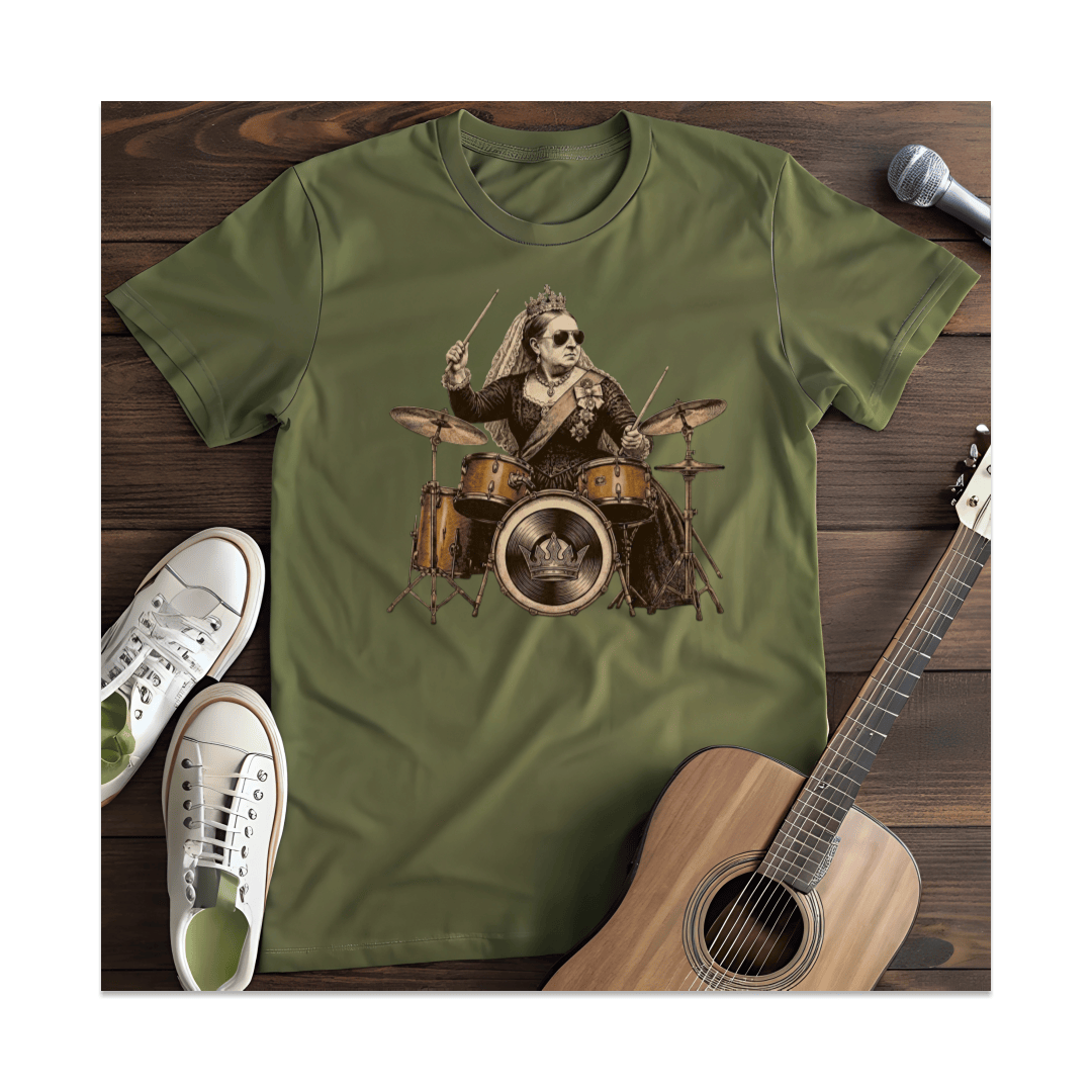 Printify T-Shirt Military Green / S Royal Queen Drummer T-Shirt