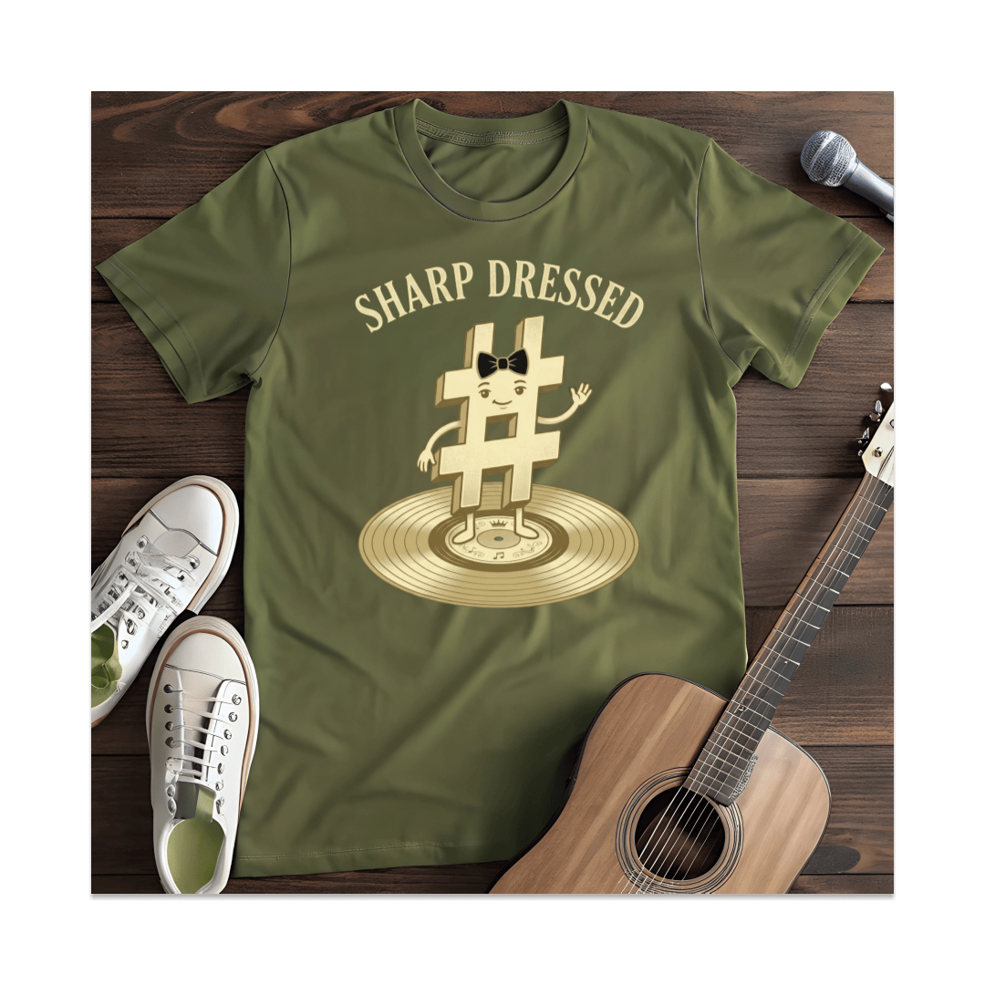 Printify T-Shirt Military Green / S Sharp Dressed Musical T-Shirt