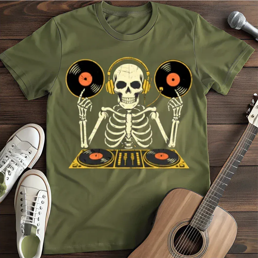 Printify T-Shirt Military Green / S Skeleton Spinner T Shirt