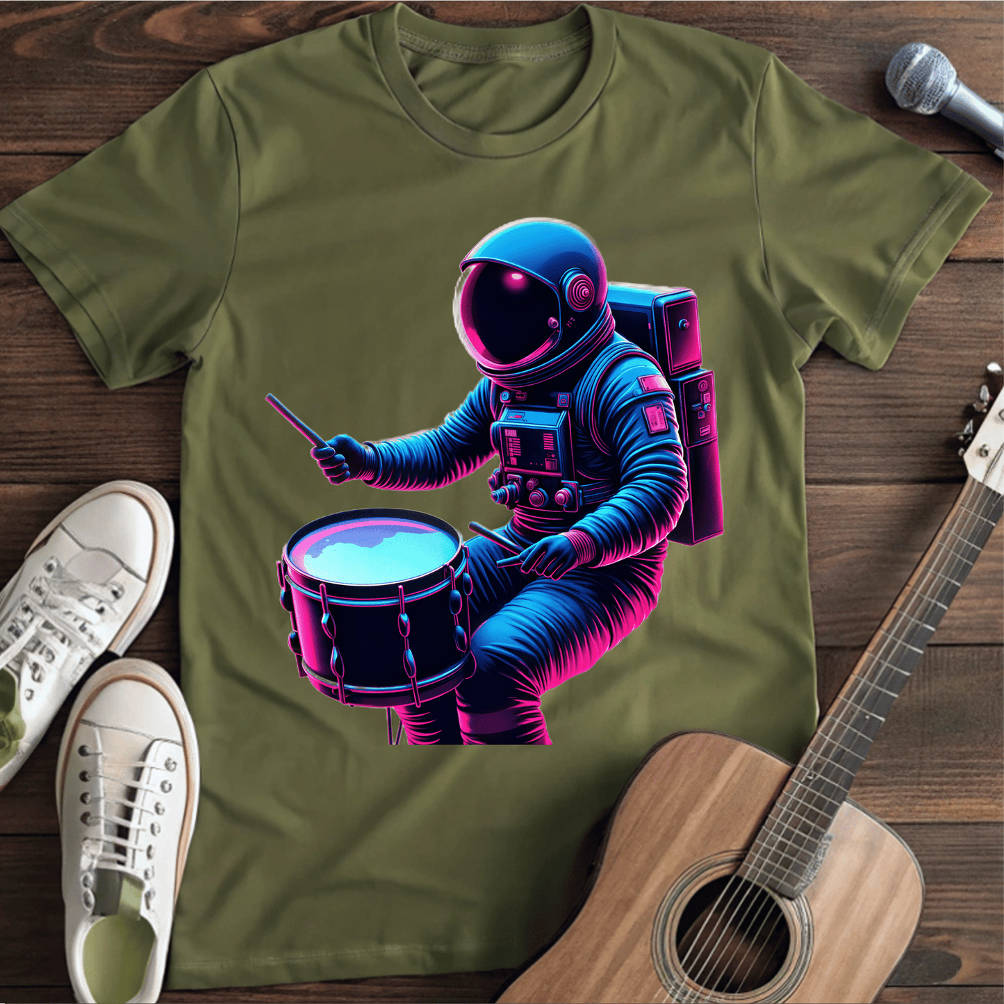 Printify T-Shirt Military Green / S Solar Drummer Tee