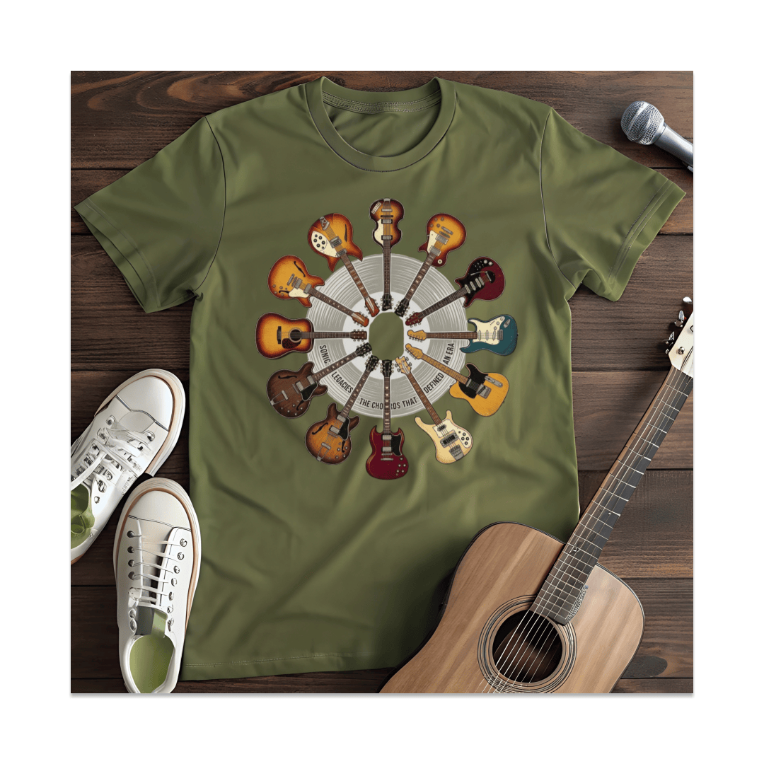 Printify T-Shirt Military Green / S Sonic Legacies Guitar Circle T-Shirt