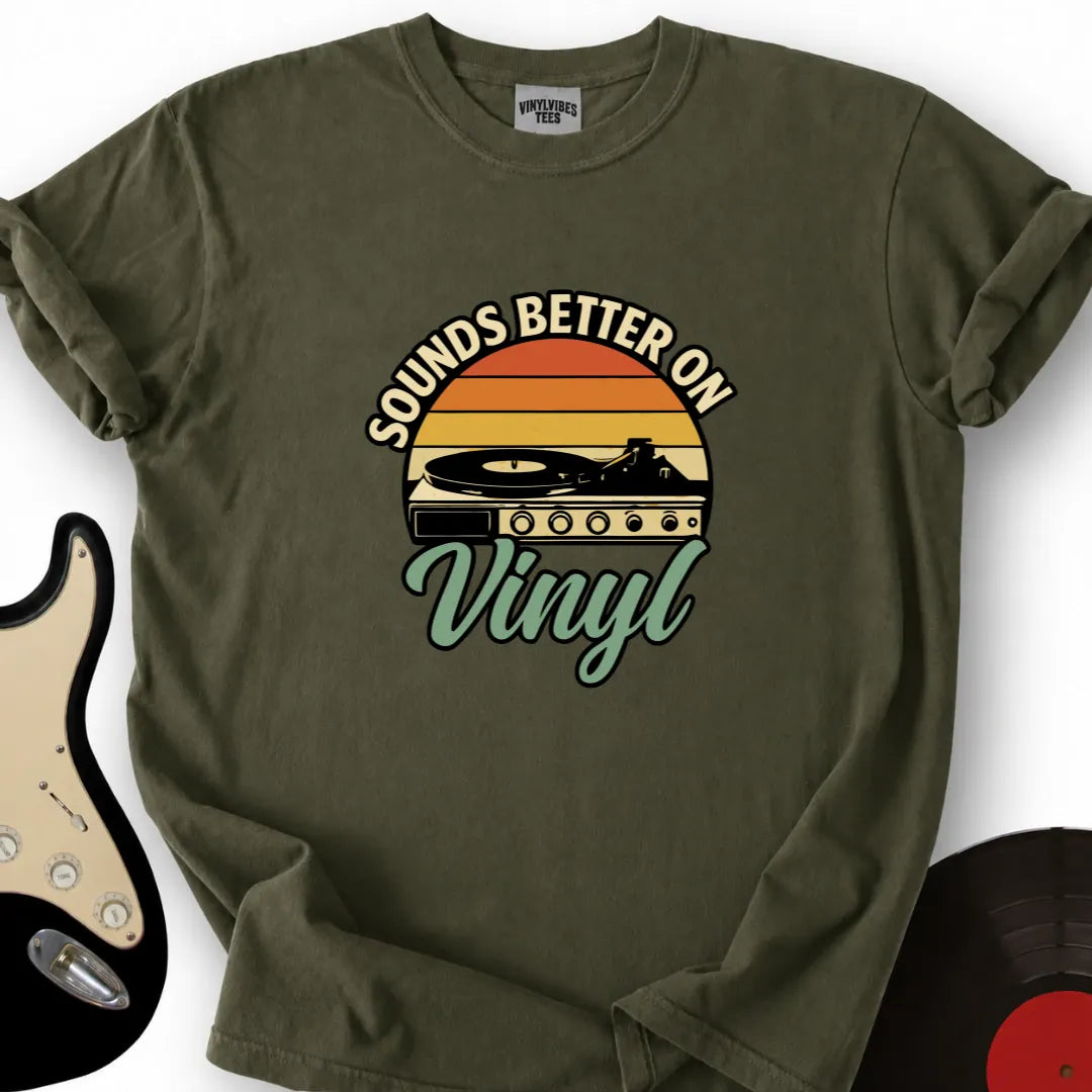 Printify T-Shirt Military Green / S Sounds Better On Vinyl T-Shirt