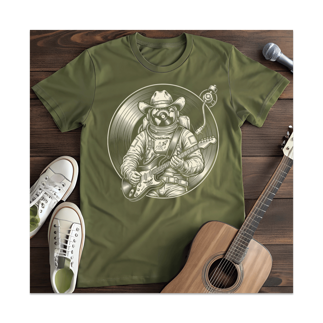 Printify T-Shirt Military Green / S Space Cowboy Astronaut Guitarist T-Shirt