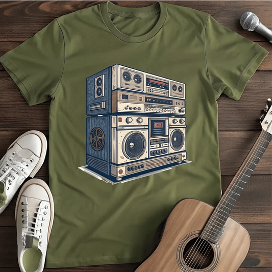 Printify T-Shirt Military Green / S Stacked Stereo T Shirt