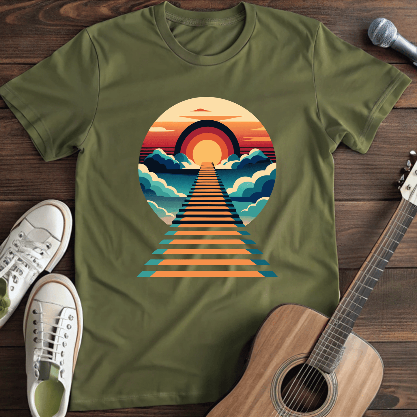 Printify T-Shirt Military Green / S Stairway to Heaven Tee