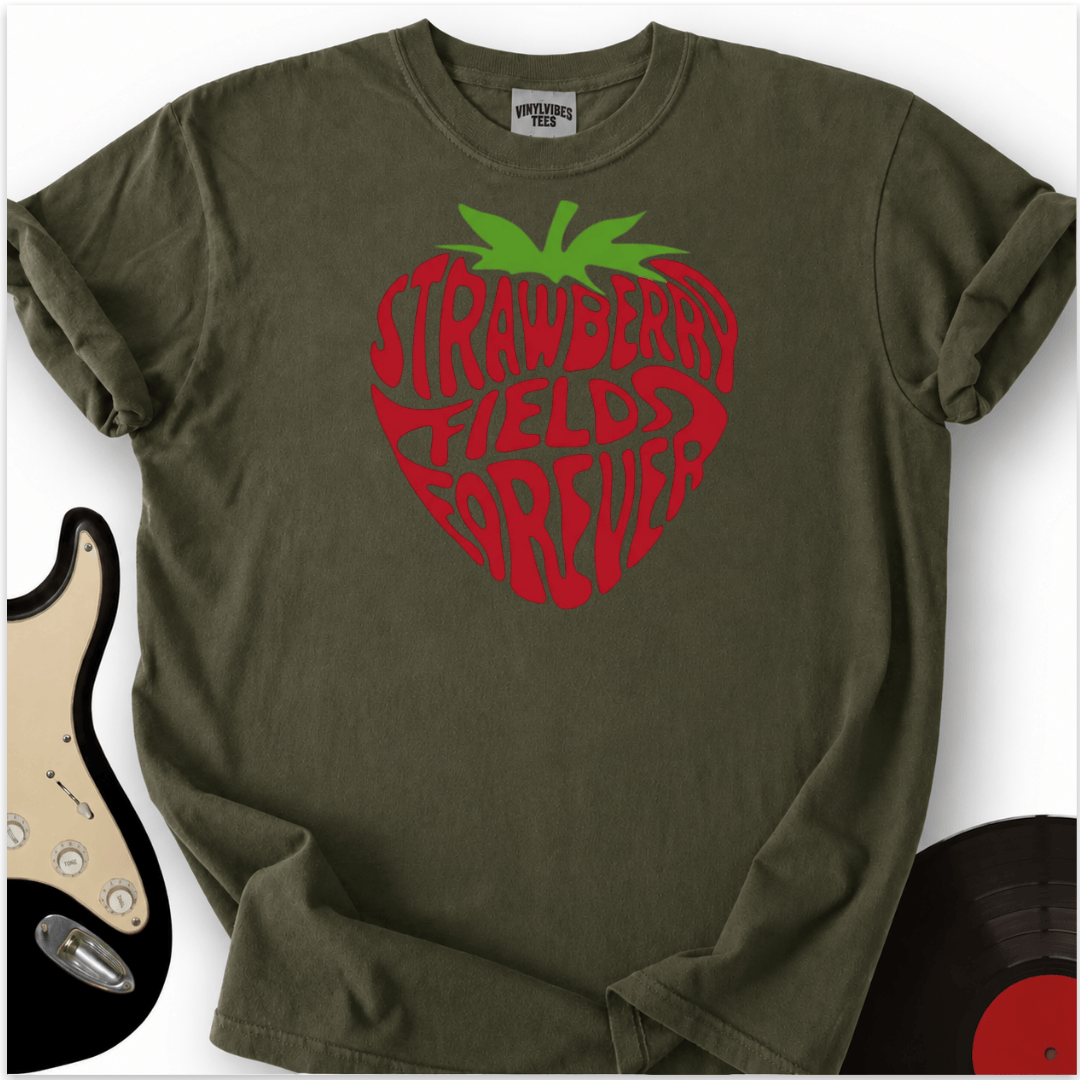 Printify T-Shirt Military Green / S Strawberry Fields T-Shirt