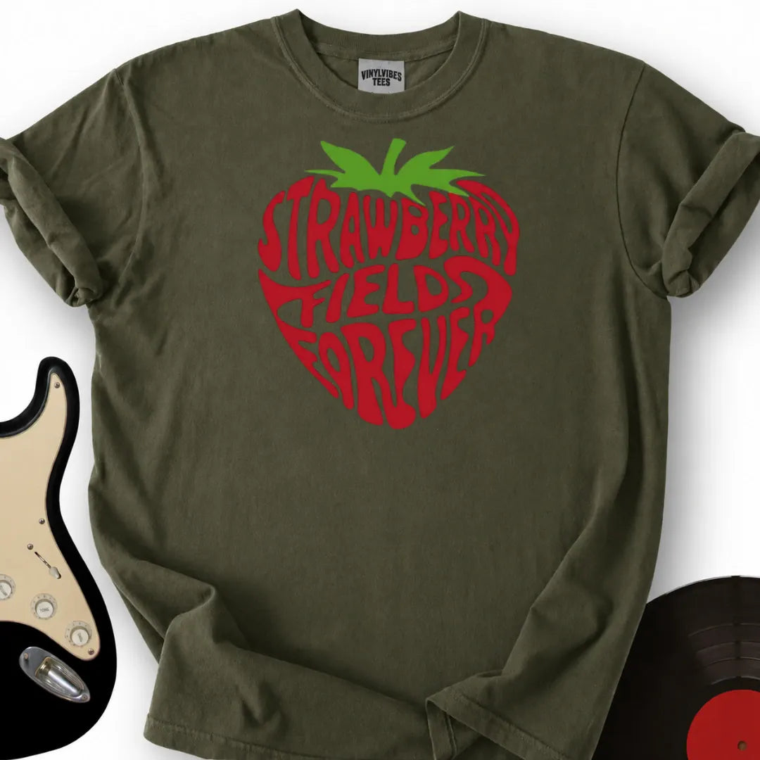 Printify T-Shirt Military Green / S Strawberry Fields T-Shirt