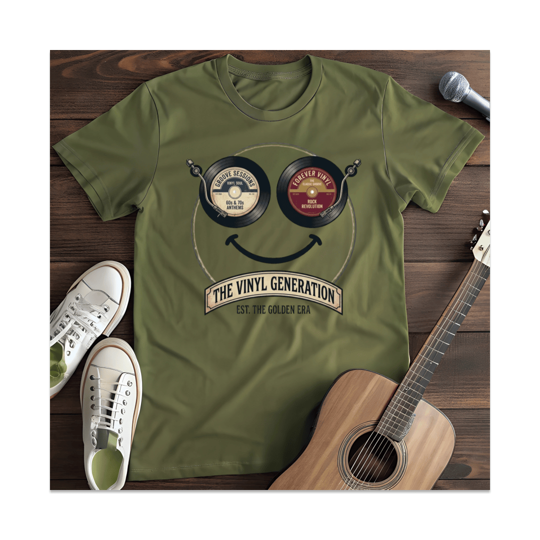 Printify T-Shirt Military Green / S The Vinyl Generation T-Shirt