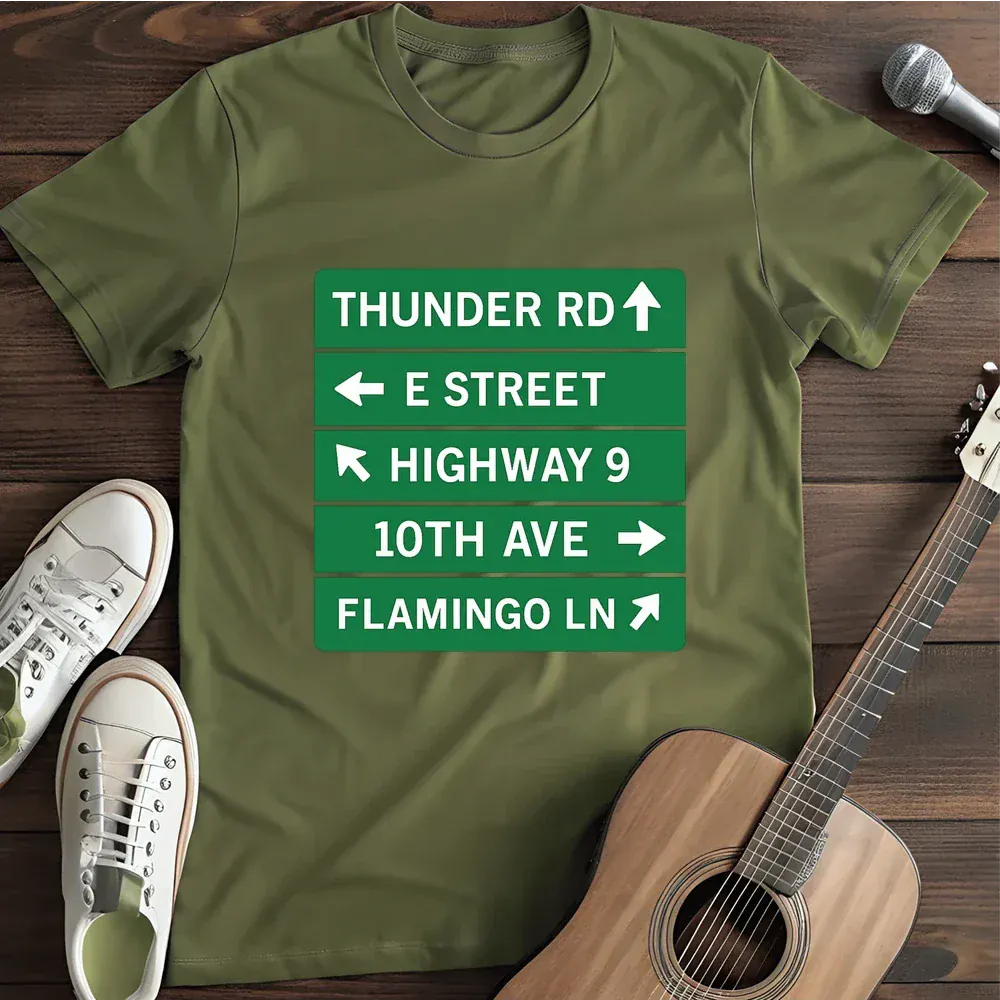 Printify T-Shirt Military Green / S Thunder Rd E Street T Shirt