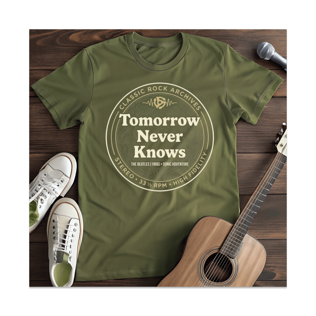 Printify T-Shirt Military Green / S Tomorrow Never Knows Record Label T-Shirt
