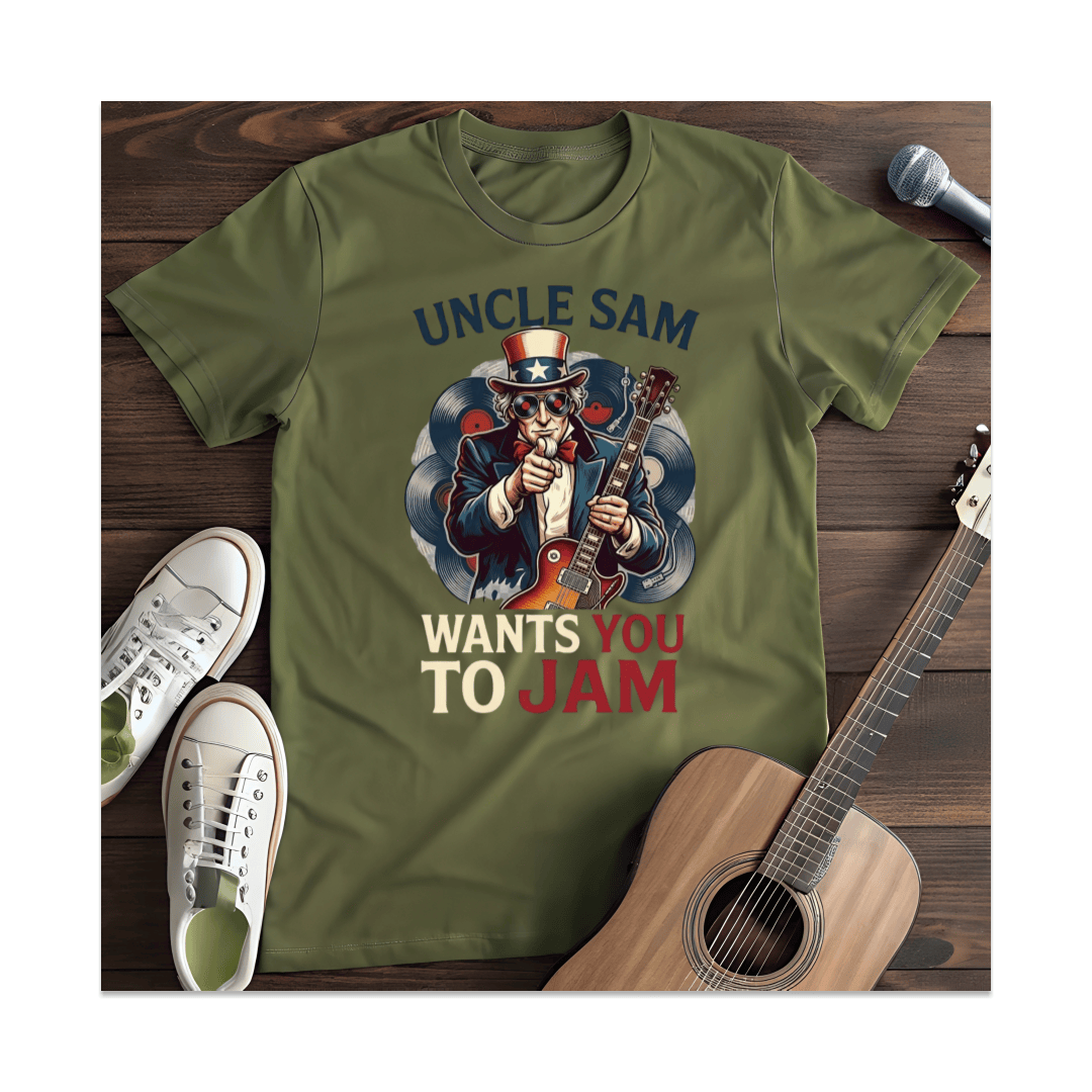 Printify T-Shirt Military Green / S Uncle Sam Wants You To Jam T-Shirt