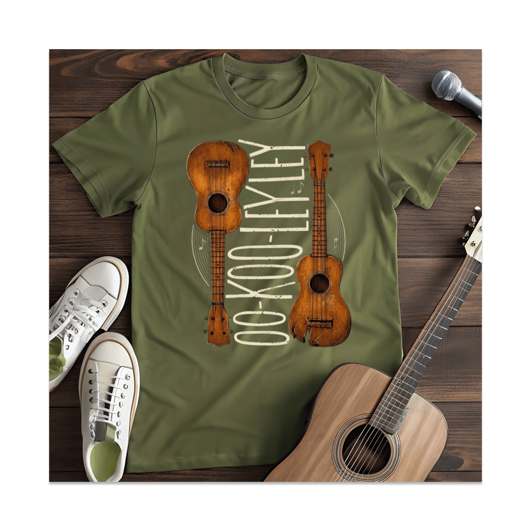 Printify T-Shirt Military Green / S Vertical Ukulele Duo T-Shirt