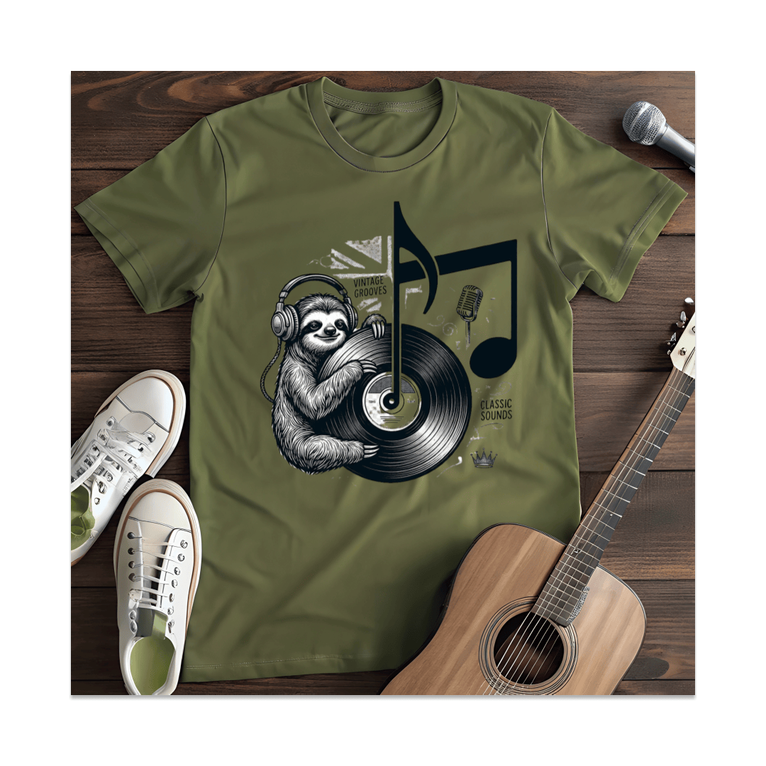 Printify T-Shirt Military Green / S Vintage Grooves T-Shirt