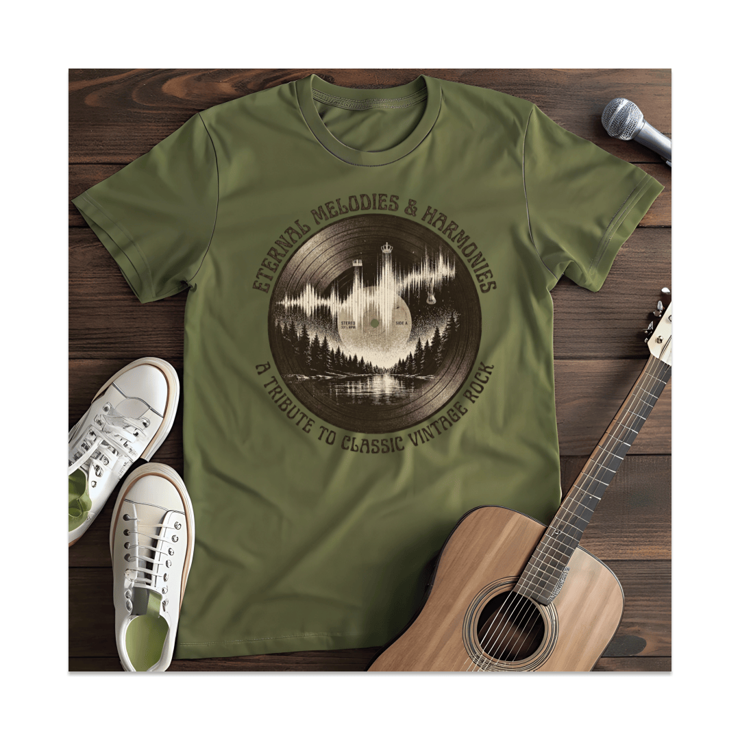 Printify T-Shirt Military Green / S Vintage Rock Landscape T-Shirt