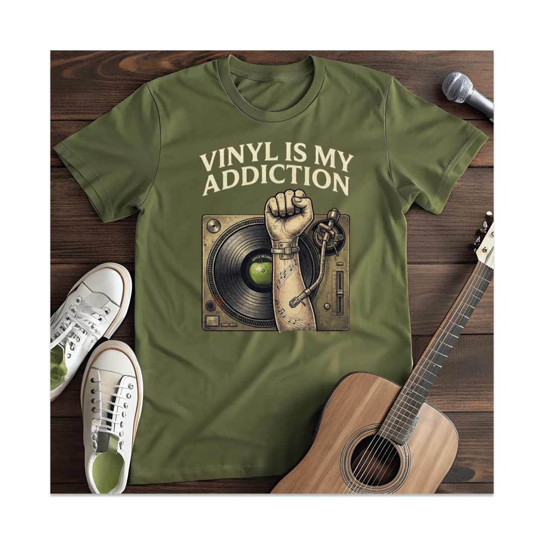 Printify T-Shirt Military Green / S Vinyl Is My Addiction T-Shirt