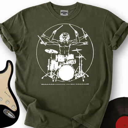 Printify T-Shirt Military Green / S Vitruvian Drummer T-Shirt